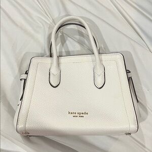kate spade White Pebbled Leather Double-Handle Satchel
